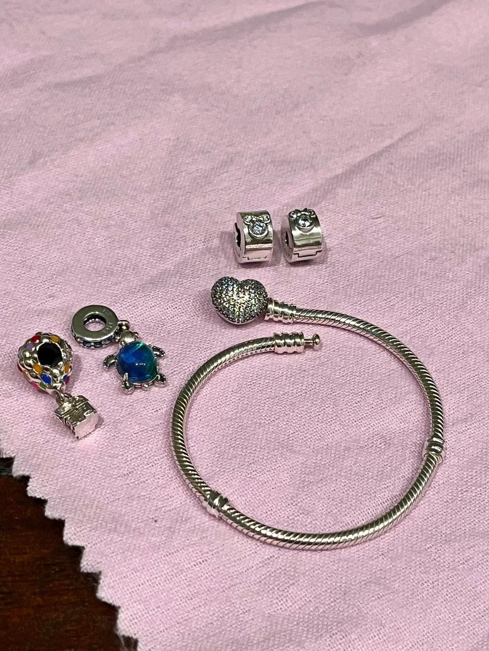 PANDORA Sterling Silver Heart Clasp Charm Bracelet with Mixed Charms